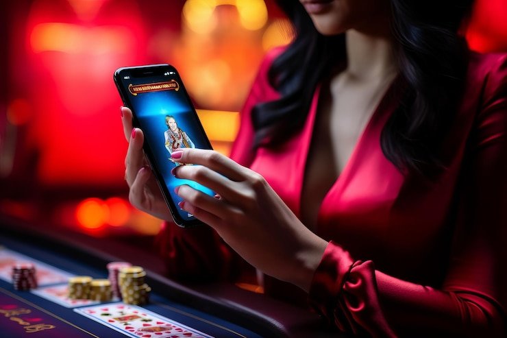 Studio dealer live dengan multi-kamera menampilkan permainan blackjack di apibet